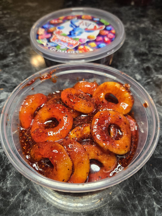 Peach rings chamoy spicy gummys